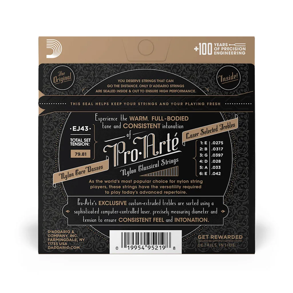 D'Addario EJ43 Pro-Arte Nylon Classical Guitar Strings, Light Tension