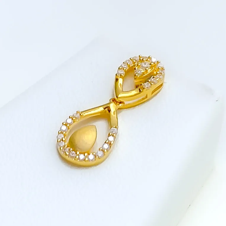 Dazzling Dual Drop 22k Gold CZ Necklace Set