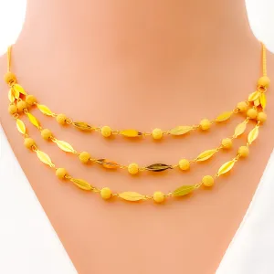 Decorative Leaf Accented 22K Gold Necklace Set