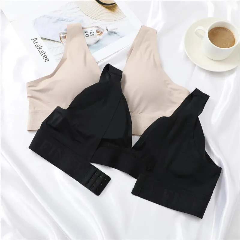 Deep V Backless Seamless Push-Up Bralette for Women - Sexy Lingerie with Back Closure