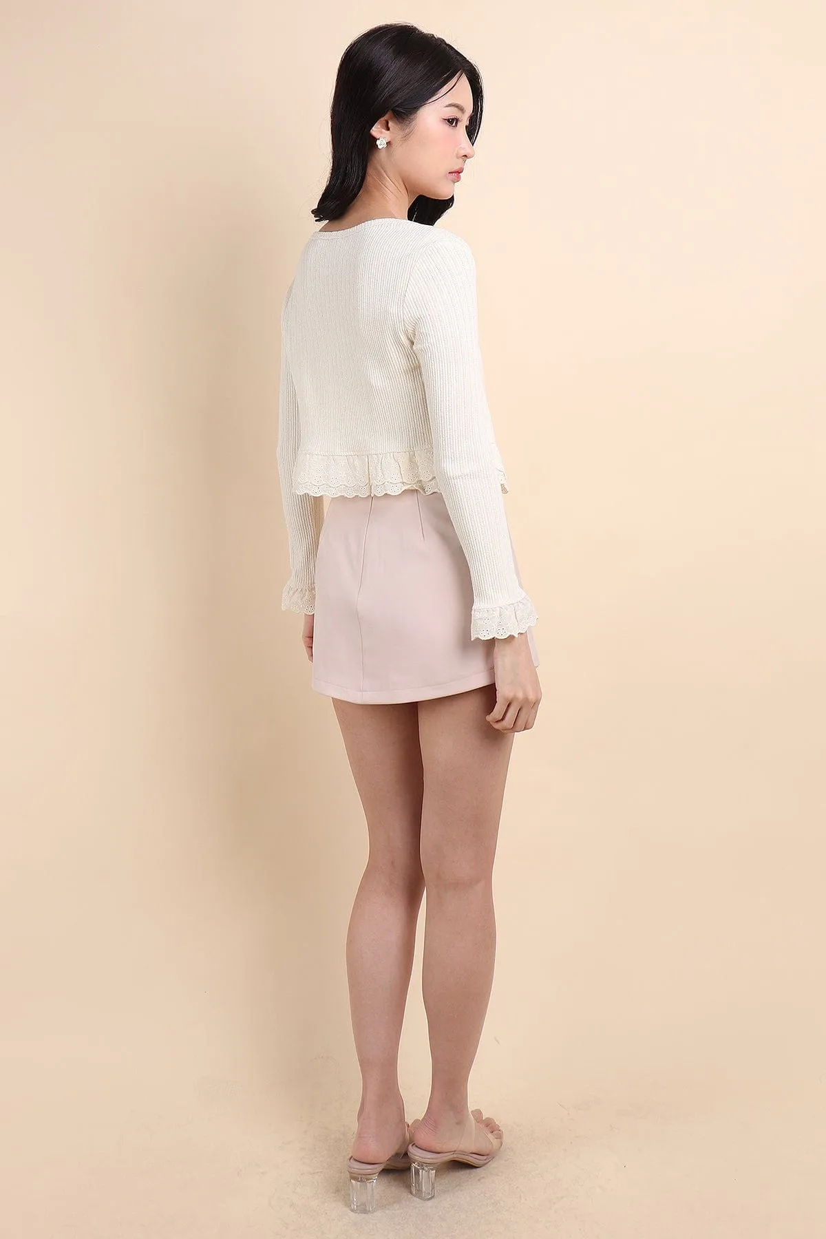 DEMURE CROPPED CARDIGAN IN CREAM