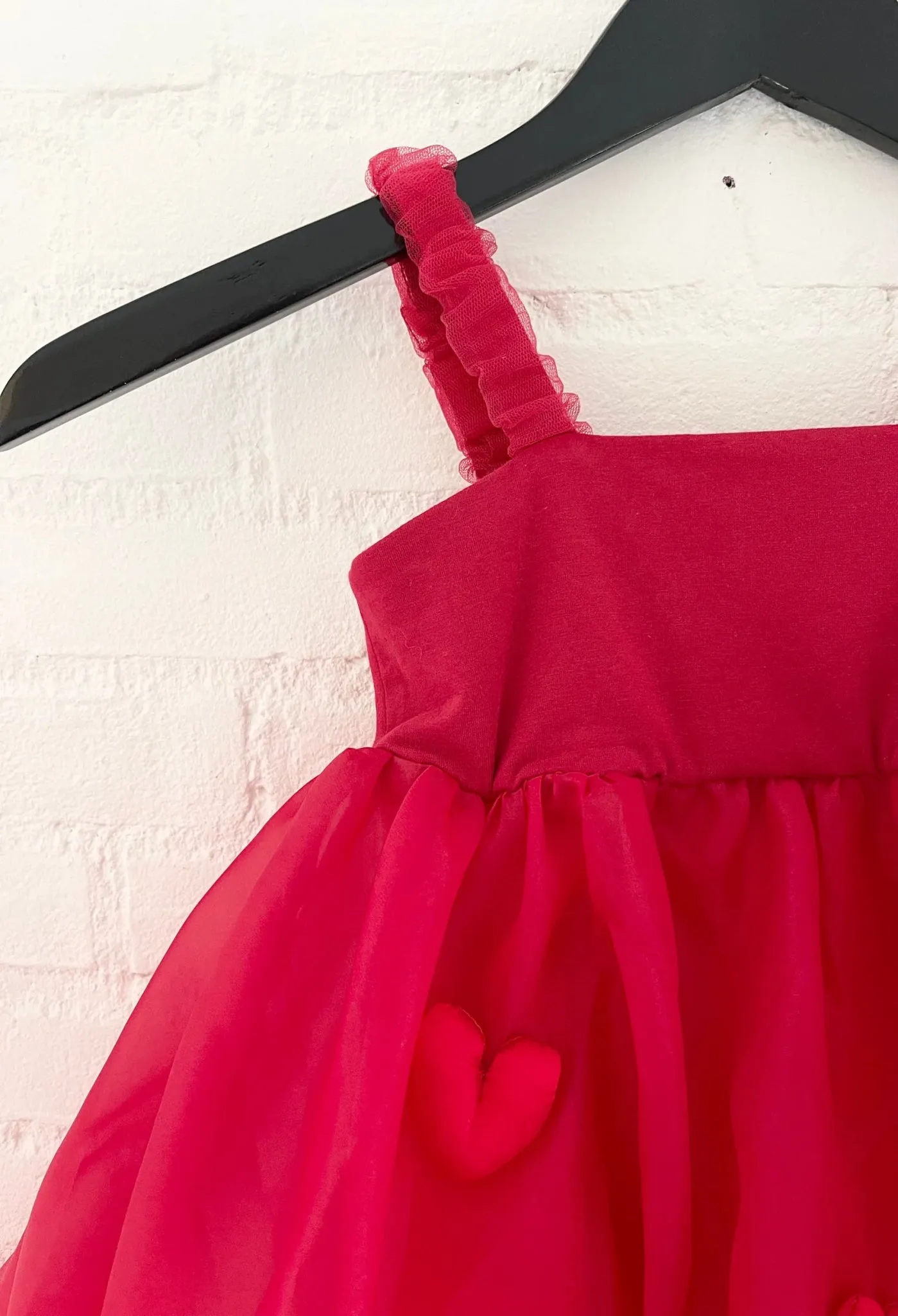 DOLLY World Heart Ballon Organza Dress with Cotton Body - Red