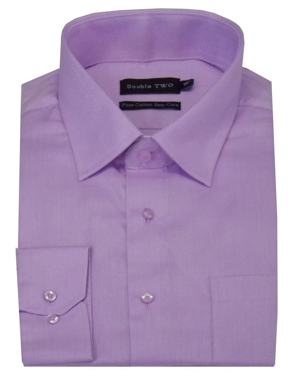 Double Two Mens Easy Care Pure Cotton LS Herringbone Shirts (3723) in 2 Color