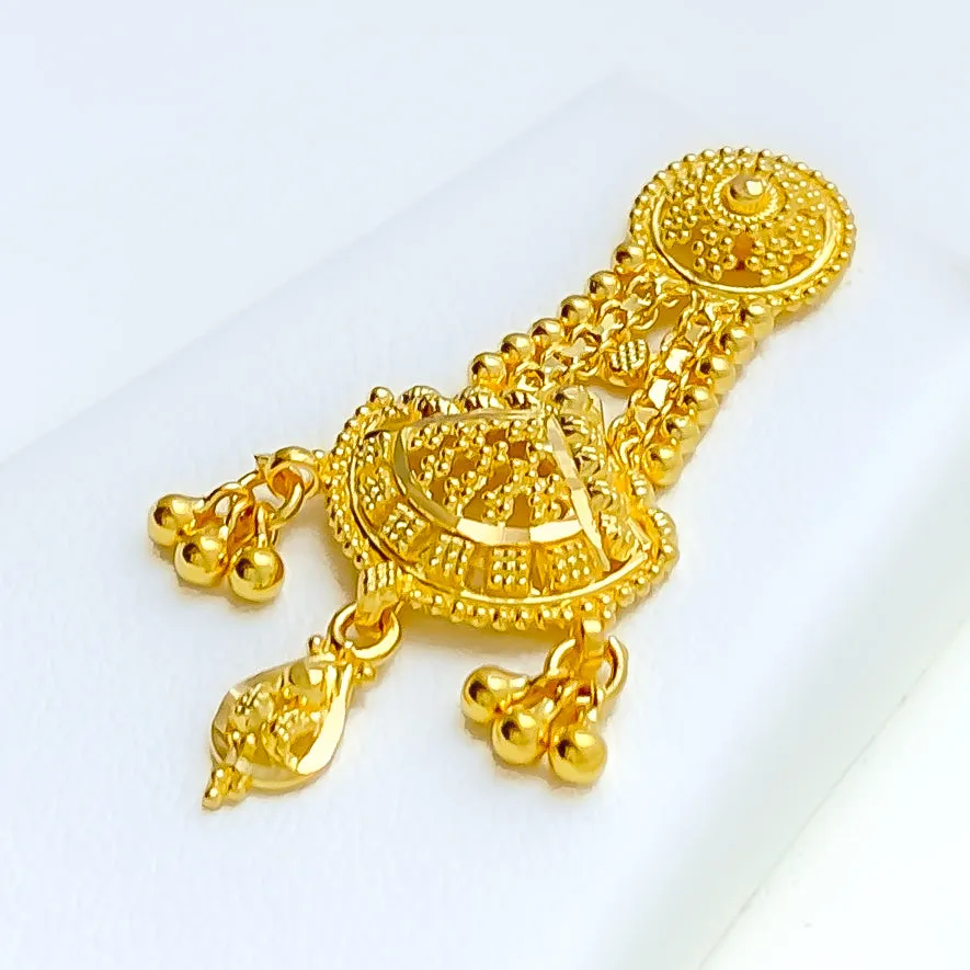 Dynamic Dangling Tassel 22k Gold Necklace Set