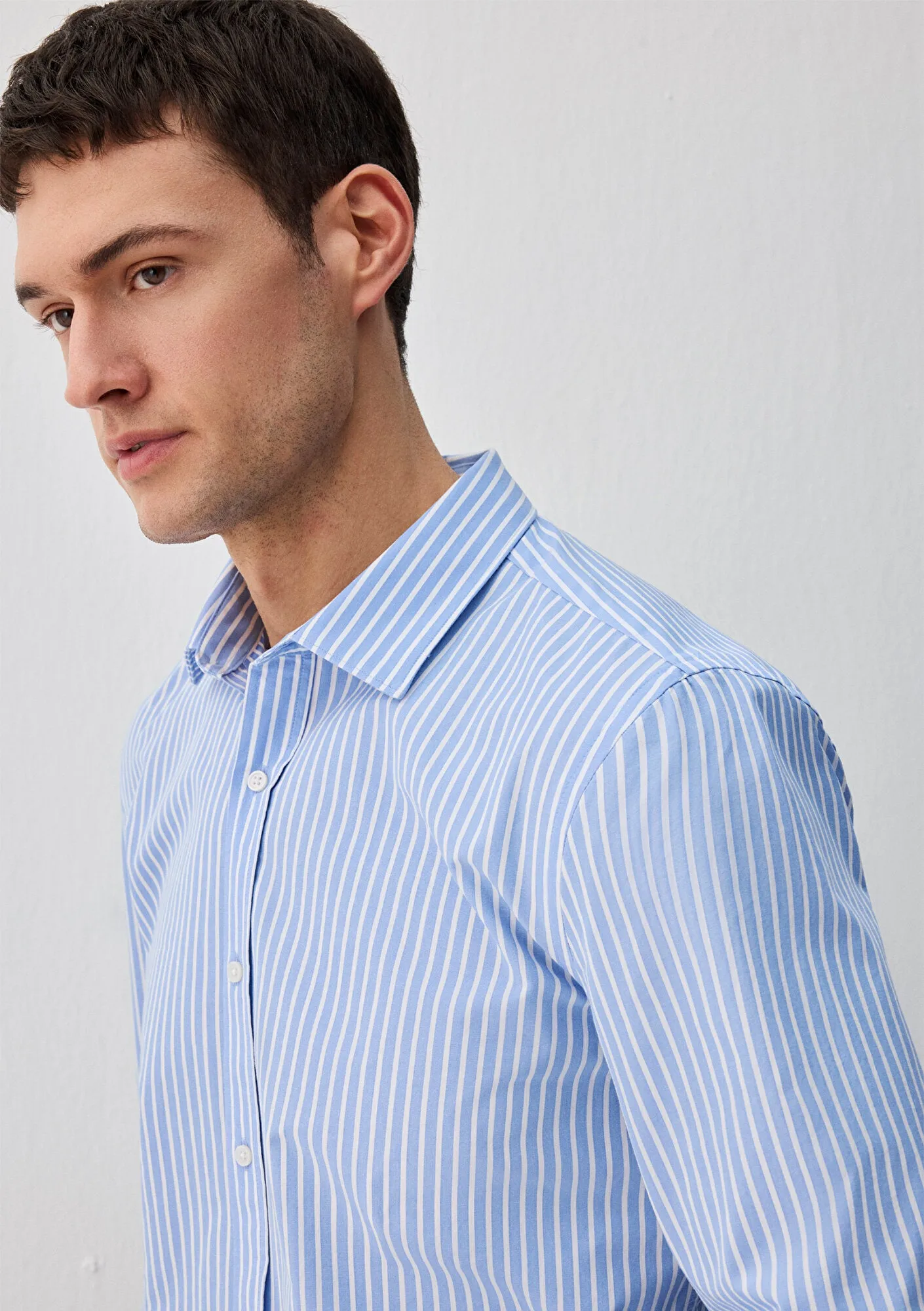 Easy Care Striped Blue Shirt