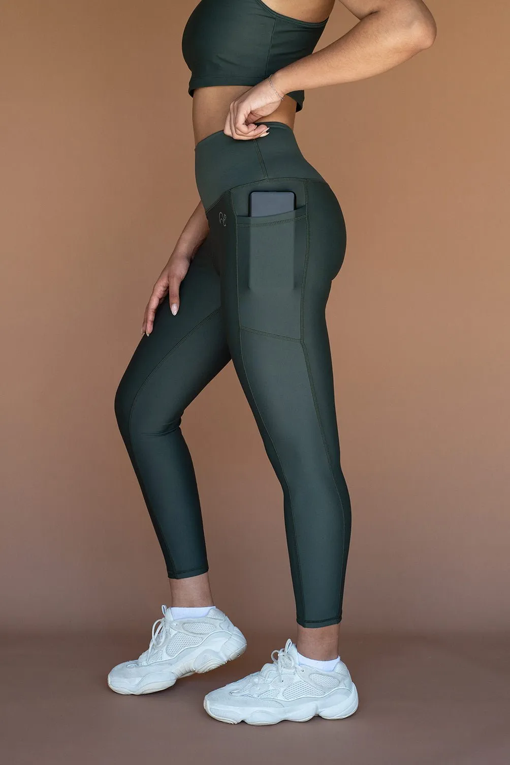 Eco High-Waisted Pocket Legging - Cool Khaki