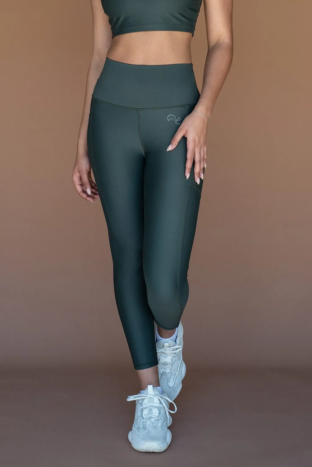 Eco High-Waisted Pocket Legging - Cool Khaki