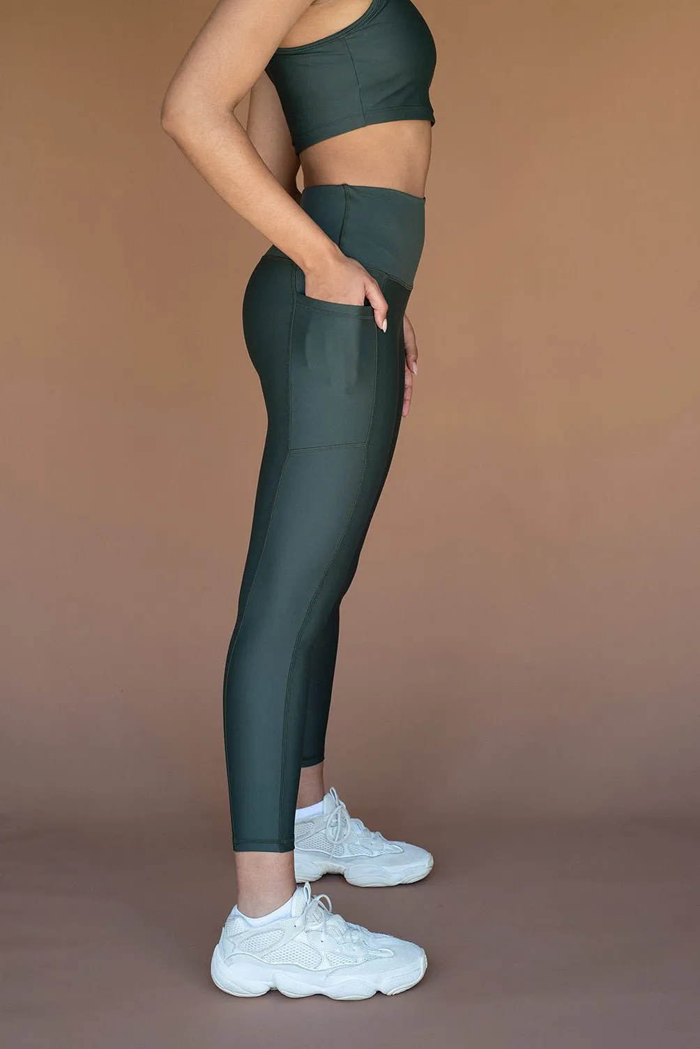 Eco High-Waisted Pocket Legging - Cool Khaki