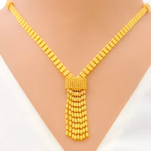 Elegant Contemporary 22K Gold Hanging Chain Necklace Set