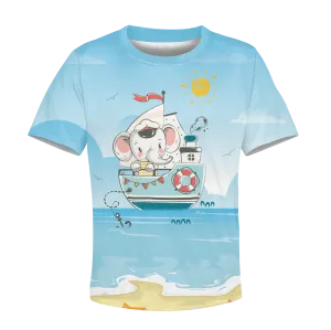 Elephant on the ship Kid Custom Cosplay Hoodies Apparel