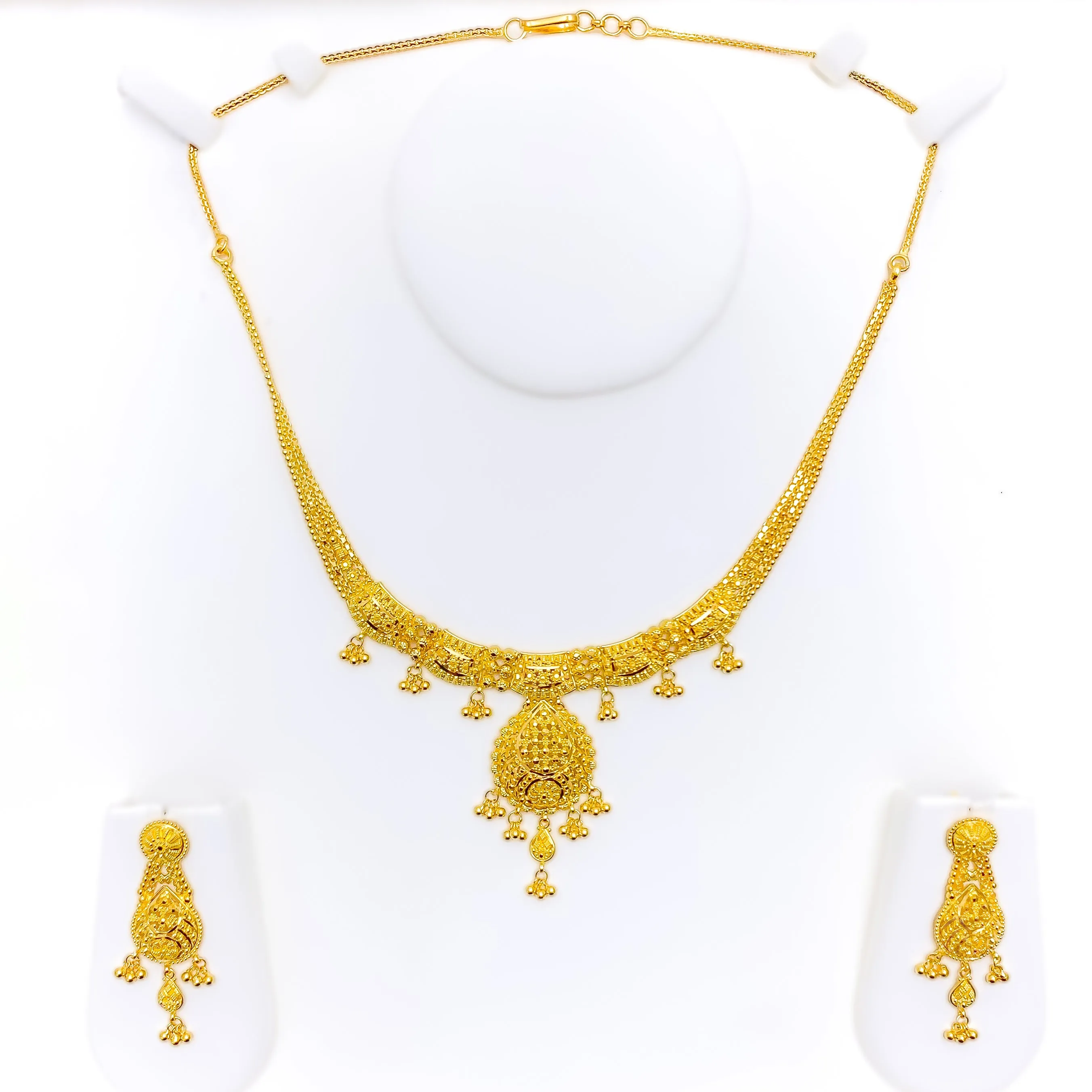 Embellished Bold Beaded 22k Gold Necklace Set