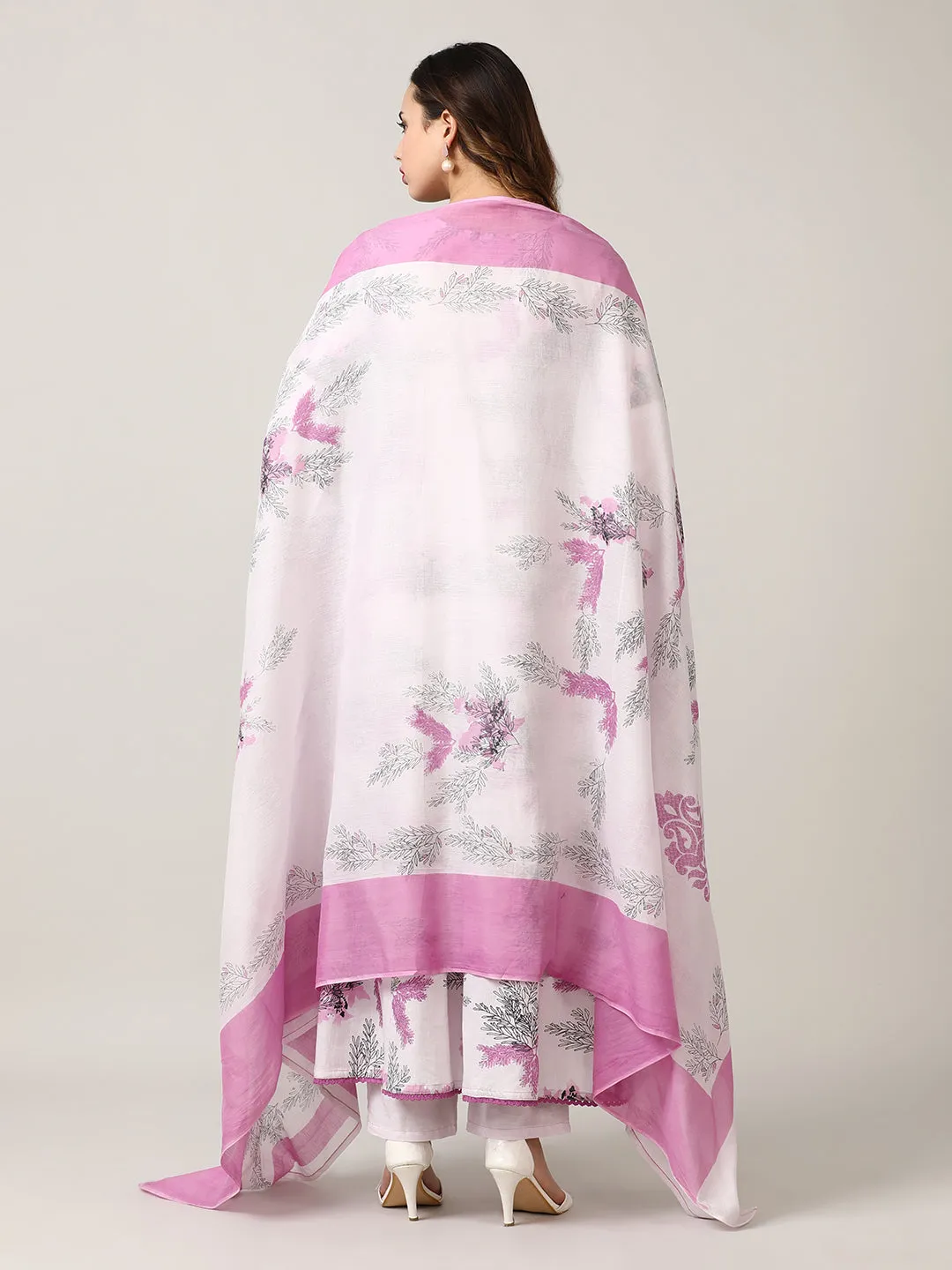 Embroidered Pure Cotton Floral Kurta Sets With Dupatta