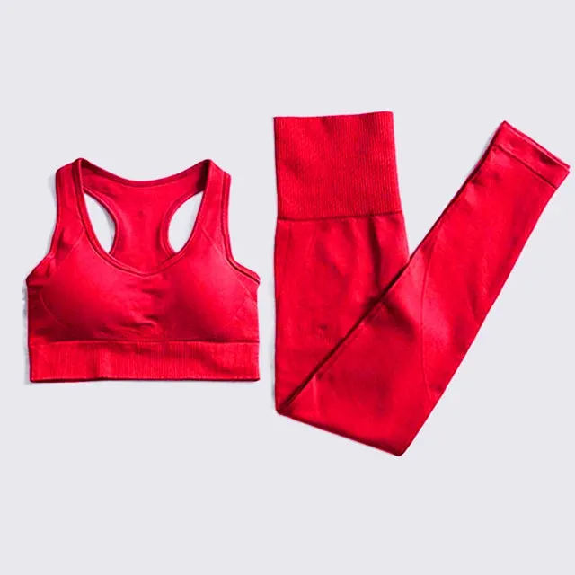 Energy Seamless Yoga Set - Sport Outfit for Women, Gym Clothing Fitness Long Sleeve Crop Top High Waist Leggings, Running Sportswear