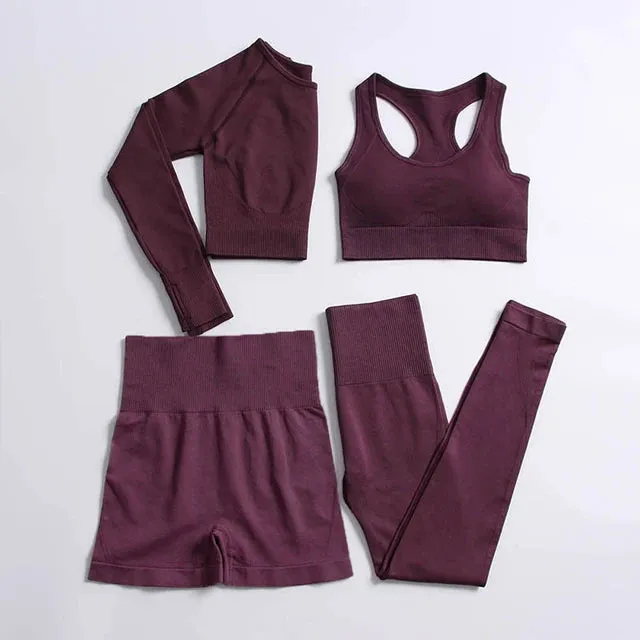 Energy Seamless Yoga Set - Sport Outfit for Women, Gym Clothing Fitness Long Sleeve Crop Top High Waist Leggings, Running Sportswear