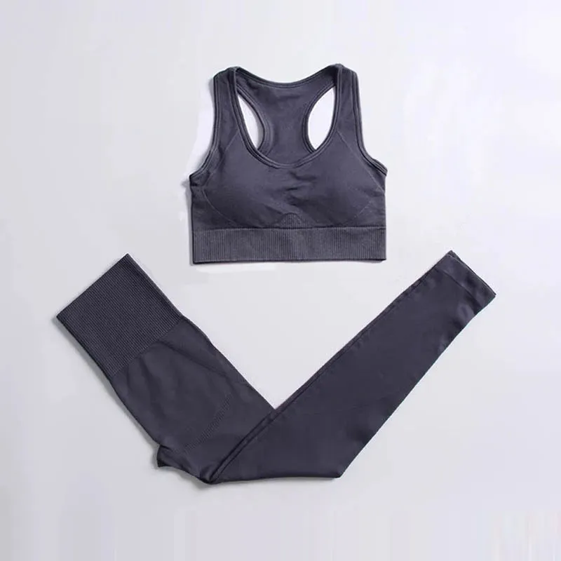 Energy Seamless Yoga Set - Sport Outfit for Women, Gym Clothing Fitness Long Sleeve Crop Top High Waist Leggings, Running Sportswear