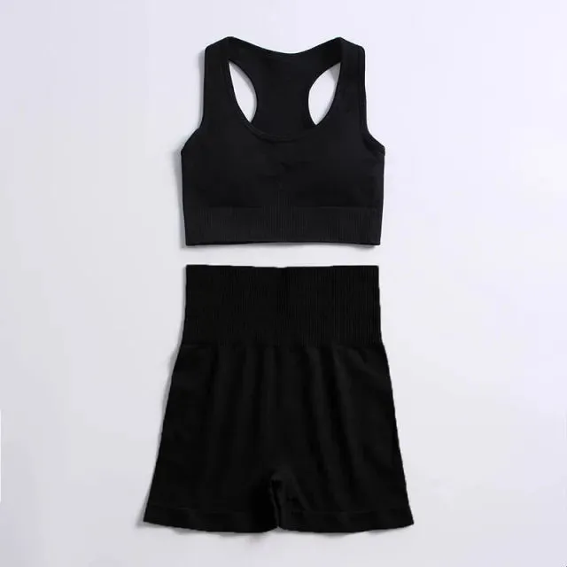 Energy Seamless Yoga Set - Sport Outfit for Women, Gym Clothing Fitness Long Sleeve Crop Top High Waist Leggings, Running Sportswear