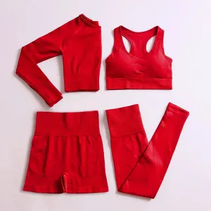Energy Seamless Yoga Set - Sport Outfit for Women, Gym Clothing Fitness Long Sleeve Crop Top High Waist Leggings, Running Sportswear