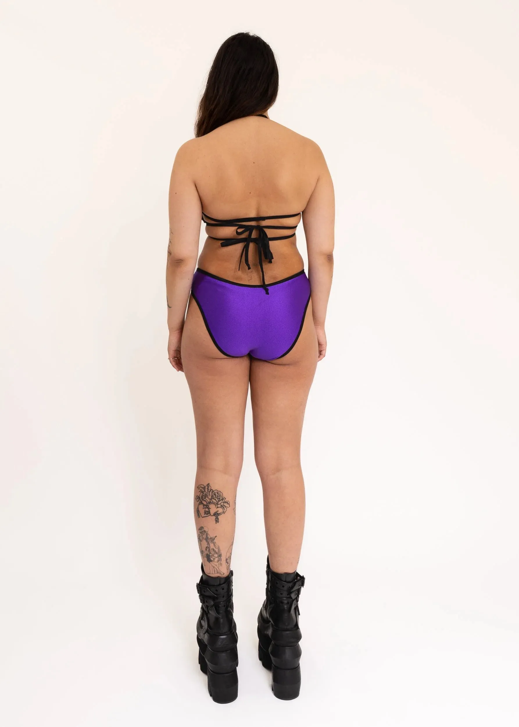 Evil Shadows Cross Front Bikini Top- Purple