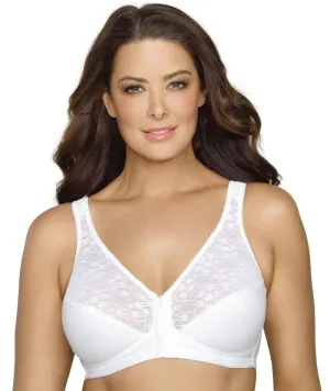 Exquisite Form Fully Front Close Wire-Free Posture Bra With Lace - White
