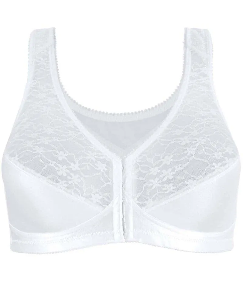 Exquisite Form Fully Front Close Wire-Free Posture Bra With Lace - White