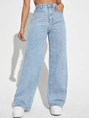 EZwear Women's Black Baggy Jeans | Straight-Leg & Casual Daily Wear