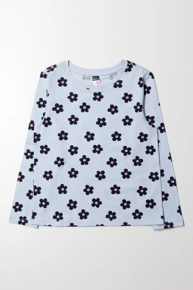 Floral Long Sleeve T-Shirt Blue