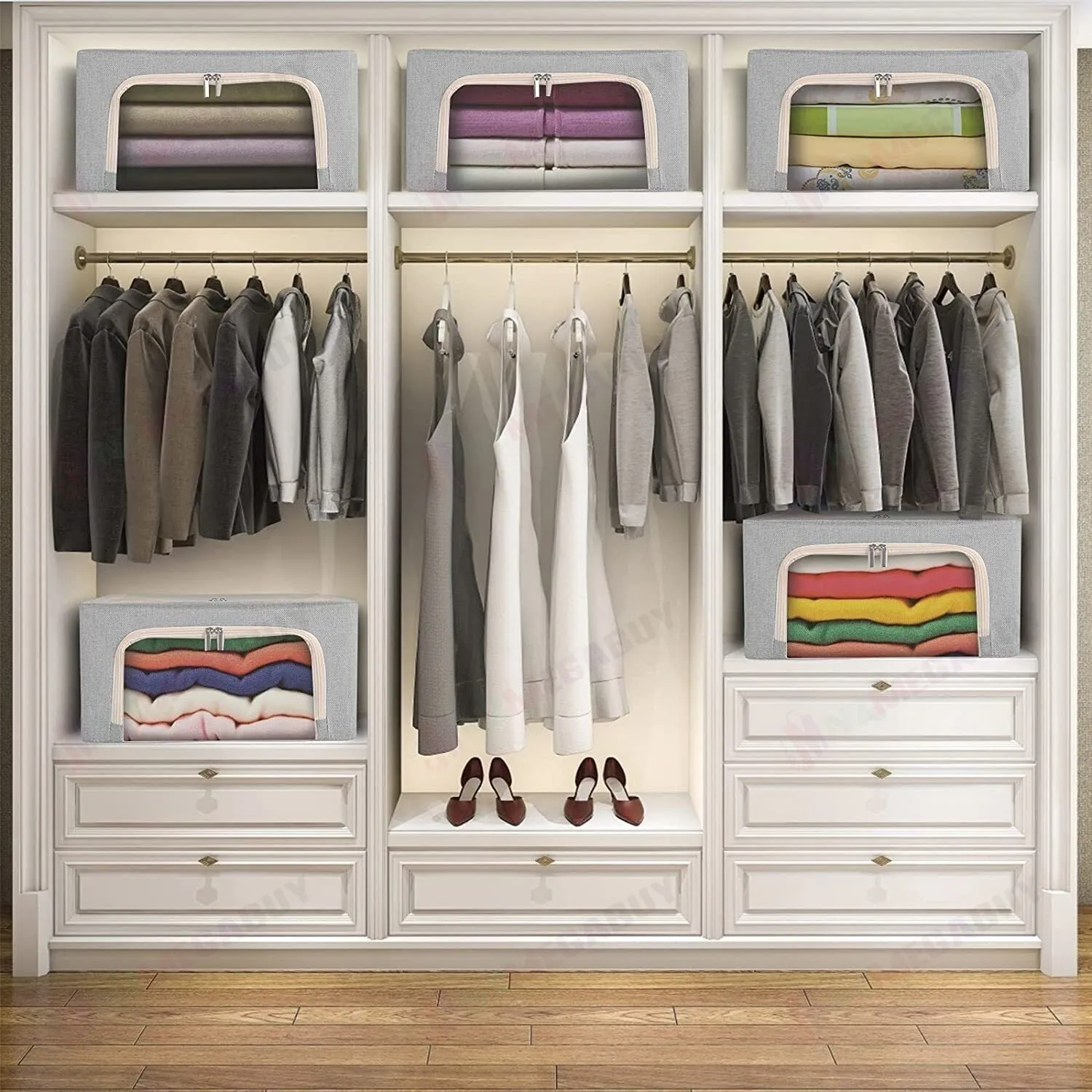 Foldable Storage Box  Steel Frame Grey * 2 Sizes