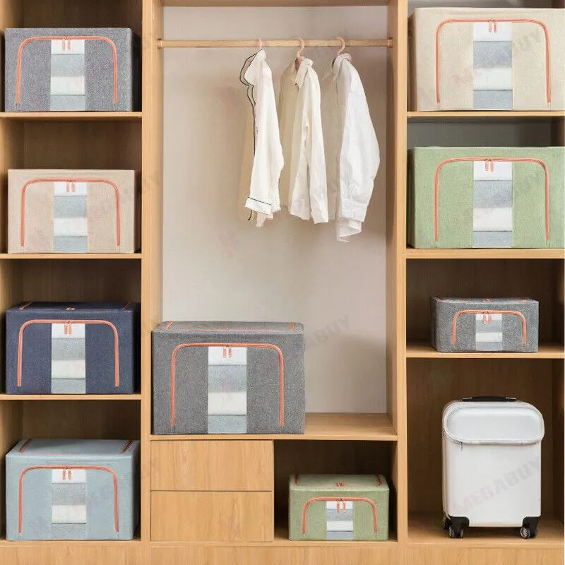 Foldable Storage Box  Steel Frame Navy * 2 Sizes