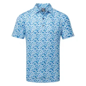 Footjoy Primrose Print Lisle Polo - Ocean