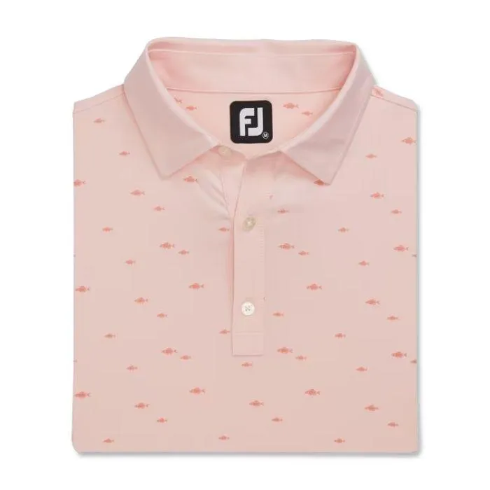 FootJoy School of Fish Print Lisle Self Collar M Quartz Pink (29611)