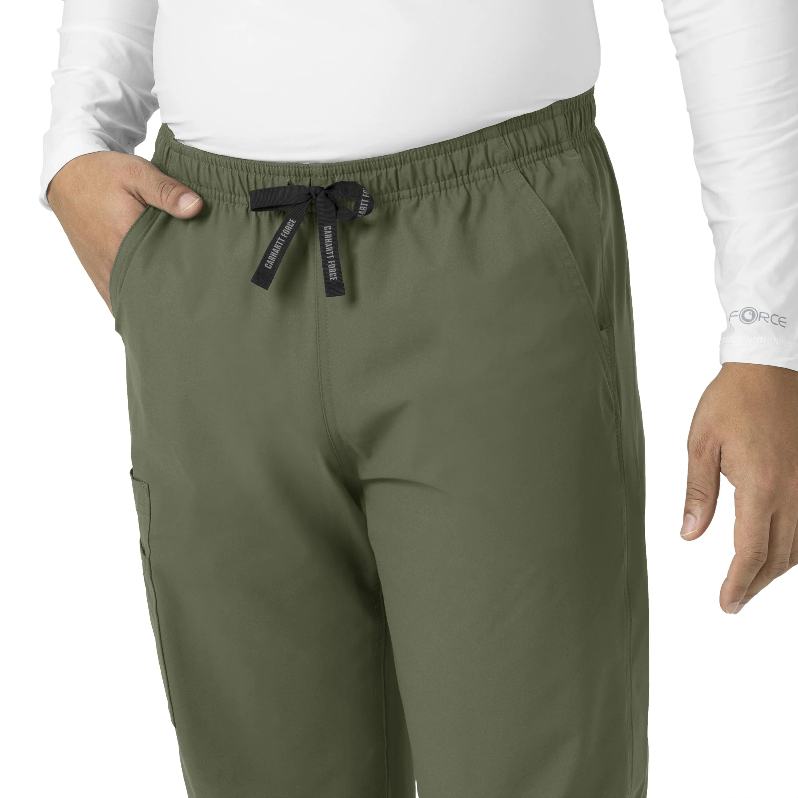 Force Essentials C55013 Unisex Elastic Waist Cargo Scrub Pants Olive