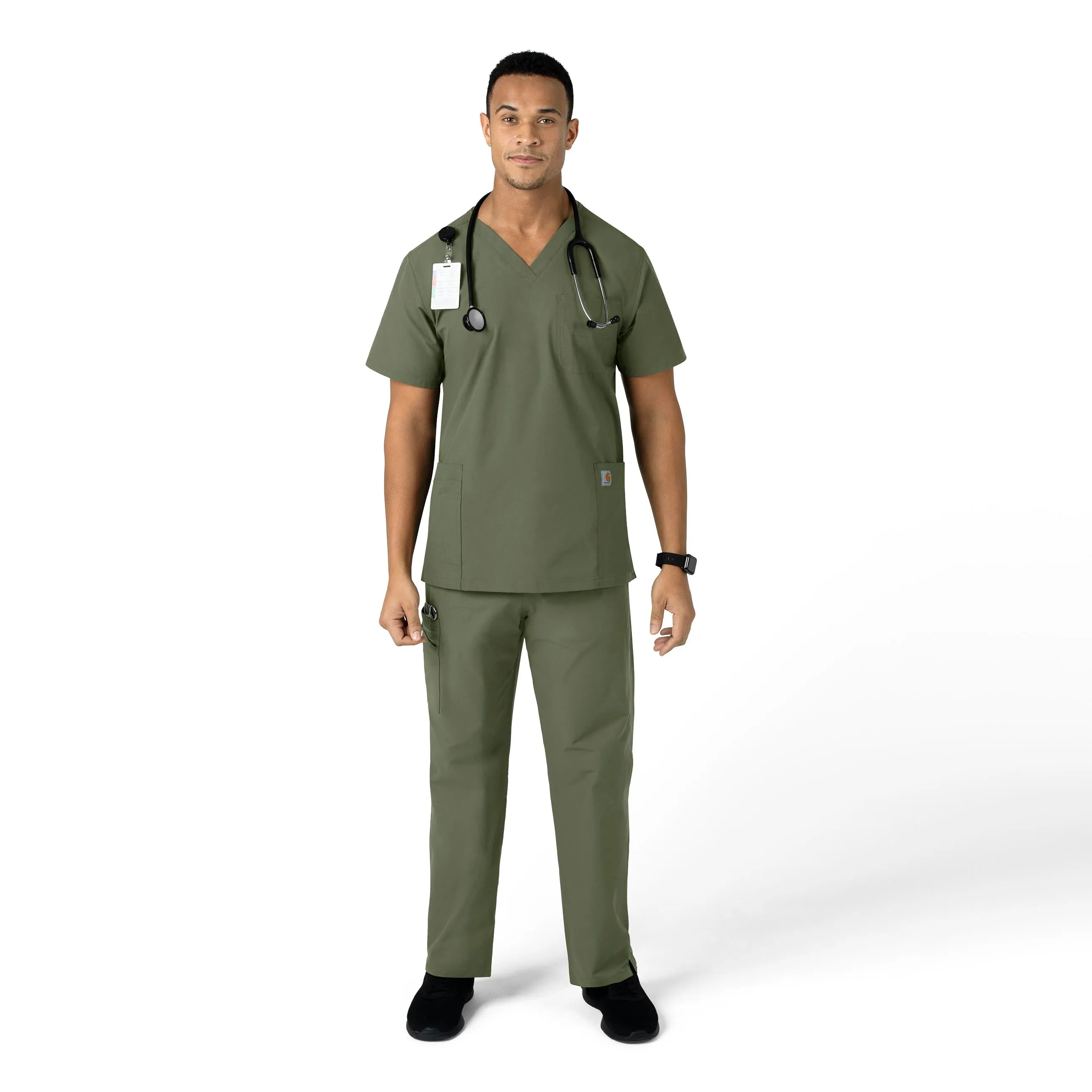 Force Essentials C55013 Unisex Elastic Waist Cargo Scrub Pants Olive