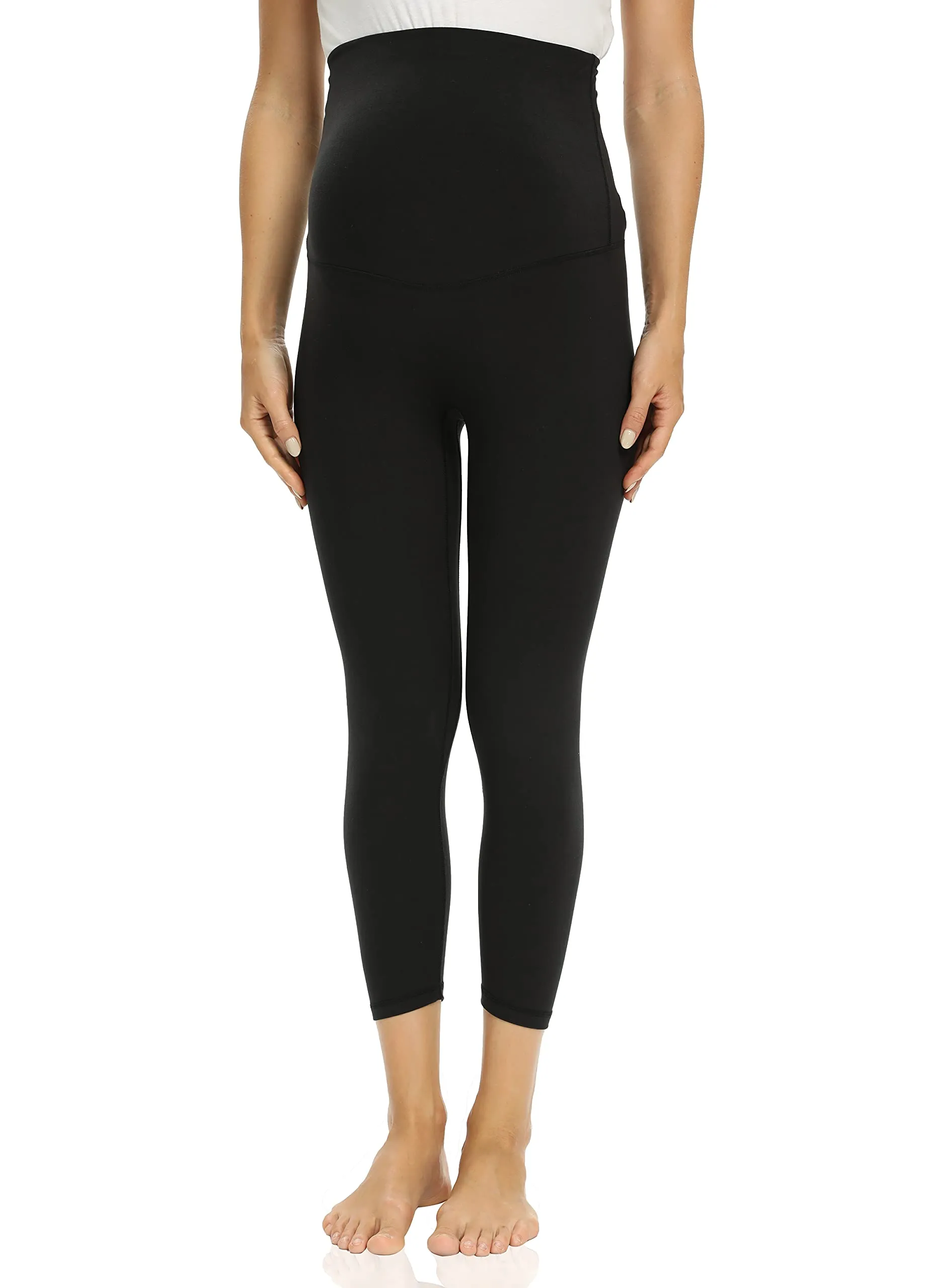Foucome Women's Maternity Capri Leggings Over The Belly Pregnancy Active Workout Yoga Tights Pants