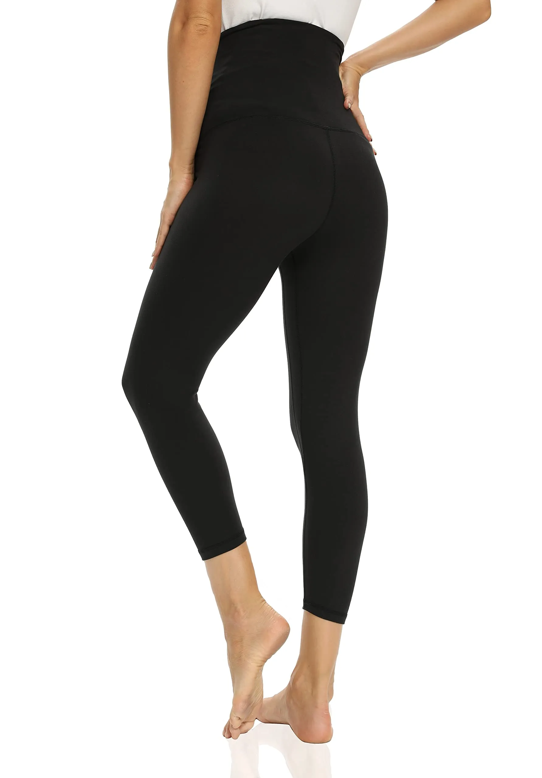 Foucome Women's Maternity Capri Leggings Over The Belly Pregnancy Active Workout Yoga Tights Pants