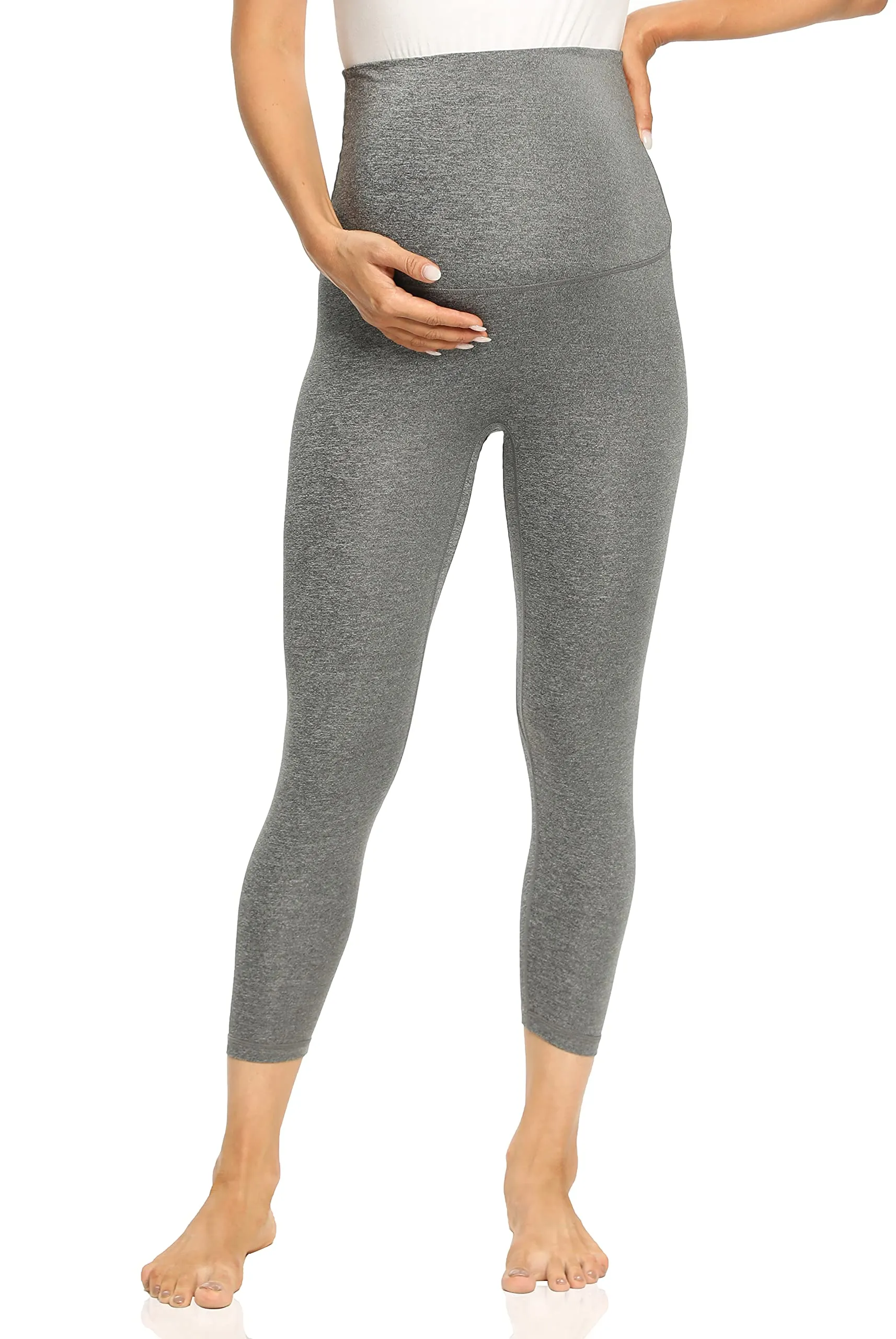 Foucome Women's Maternity Capri Leggings Over The Belly Pregnancy Active Workout Yoga Tights Pants