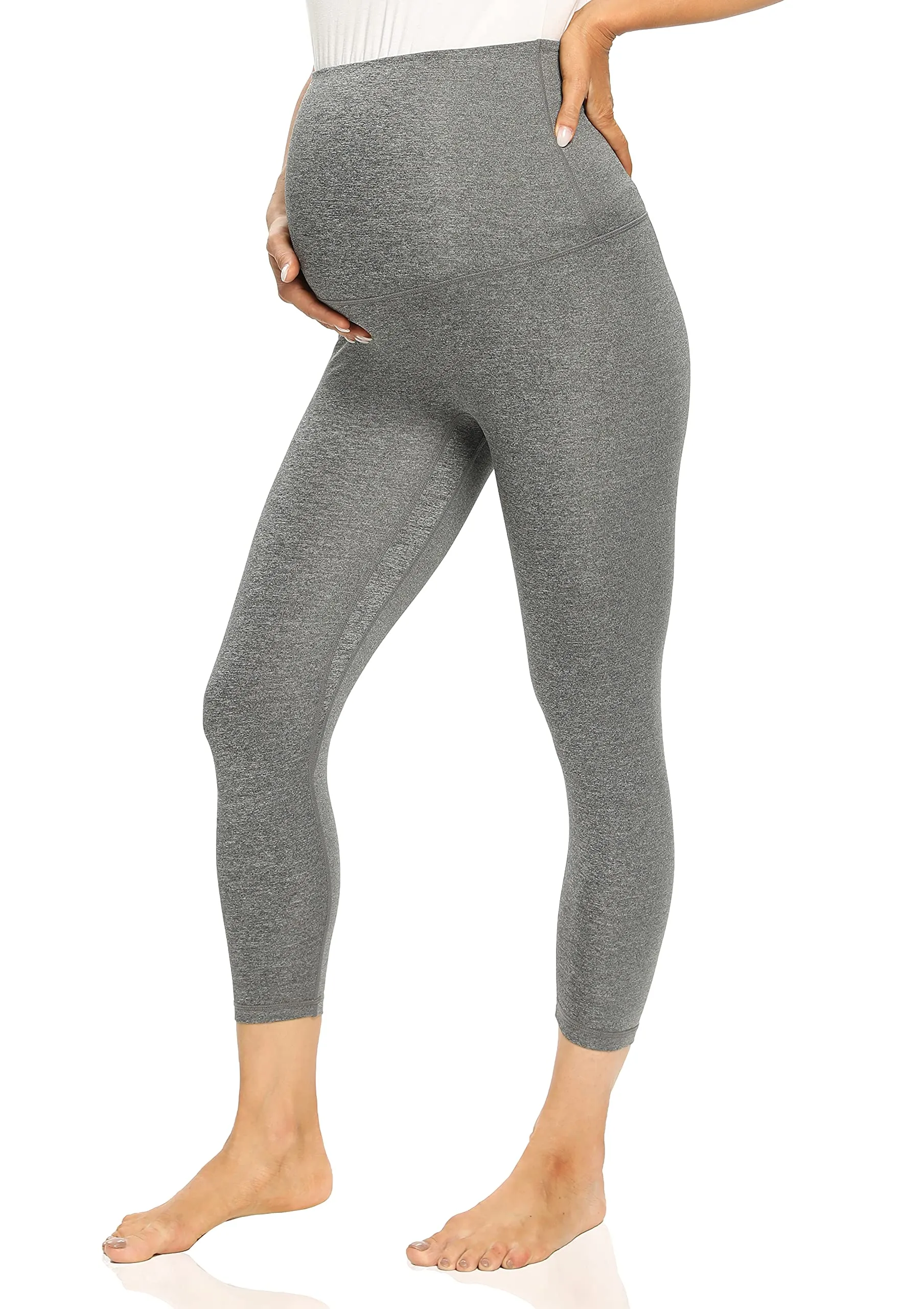 Foucome Women's Maternity Capri Leggings Over The Belly Pregnancy Active Workout Yoga Tights Pants