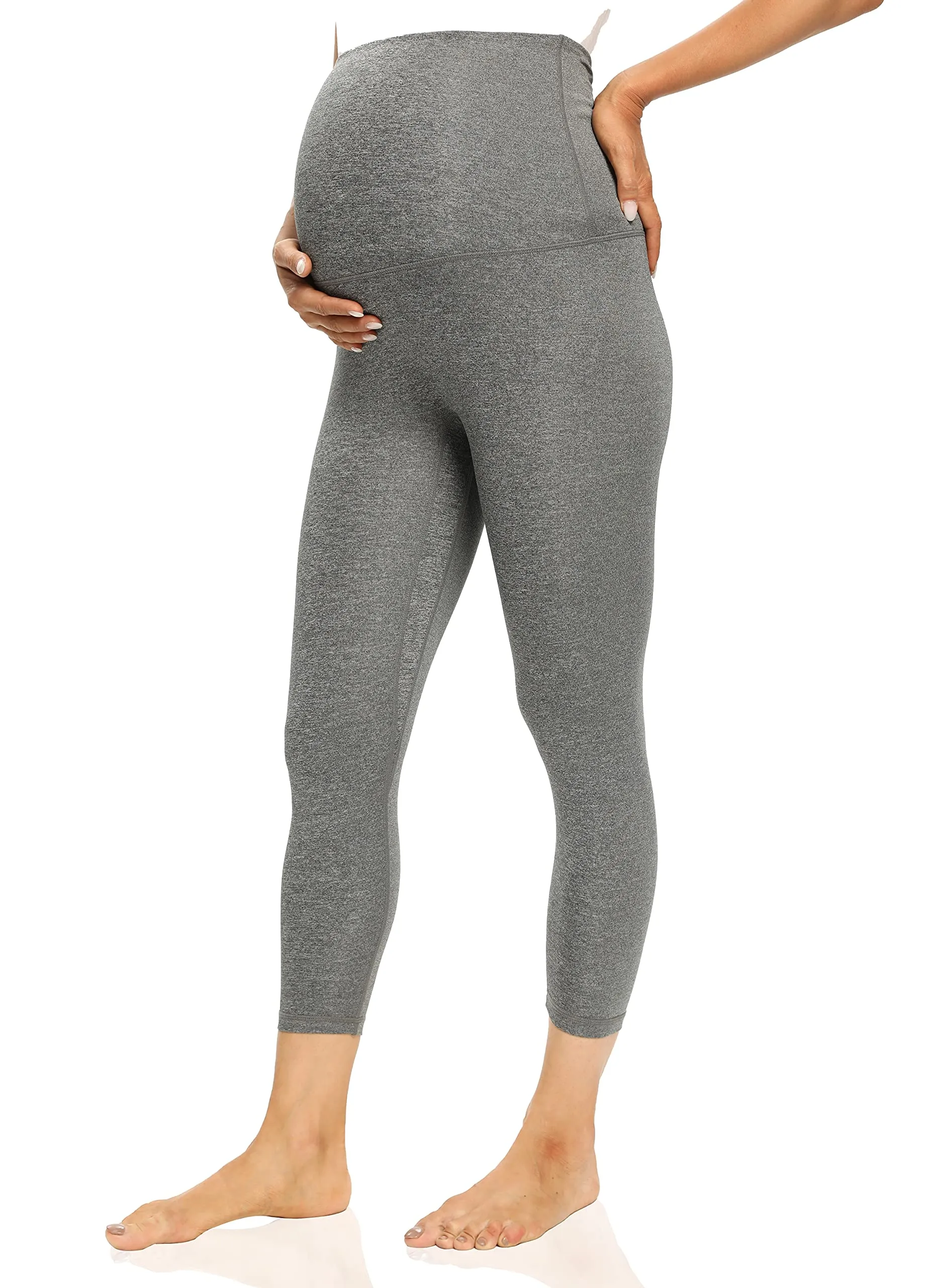 Foucome Women's Maternity Capri Leggings Over The Belly Pregnancy Active Workout Yoga Tights Pants