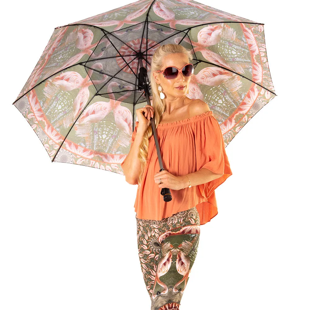 Frances - Flamingo Zoo Fan Umbrella