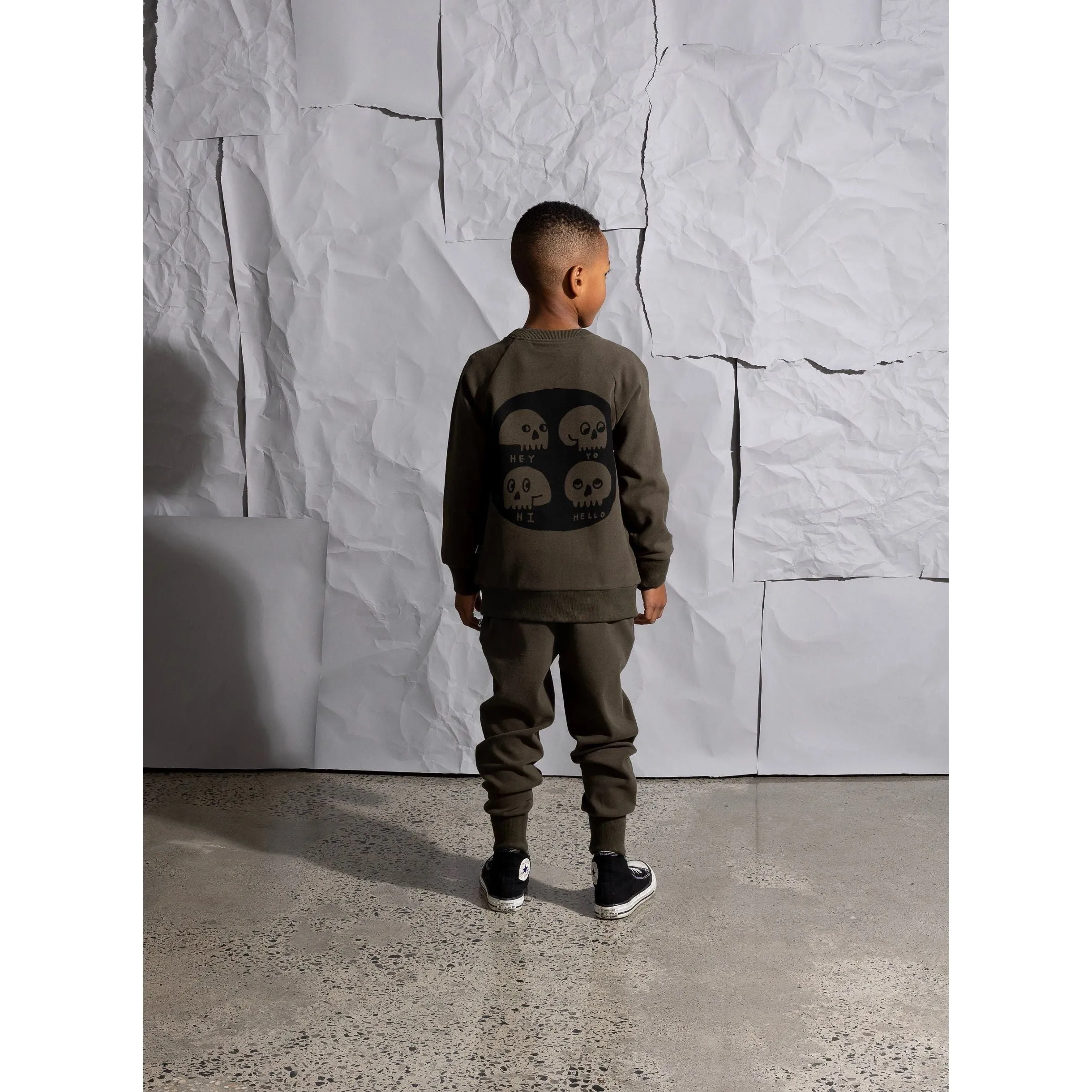 Friendly Skulls Patch Trackies - Khaki
