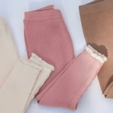 Girls Kylie Pink Lace Hem Leggings- FINAL SALE