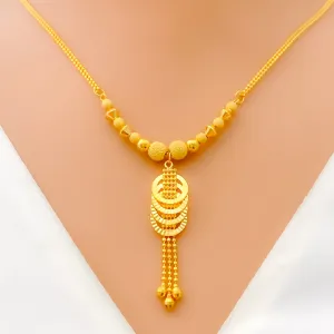 Glowing Delicate22K Gold Halo Ring Necklace Set