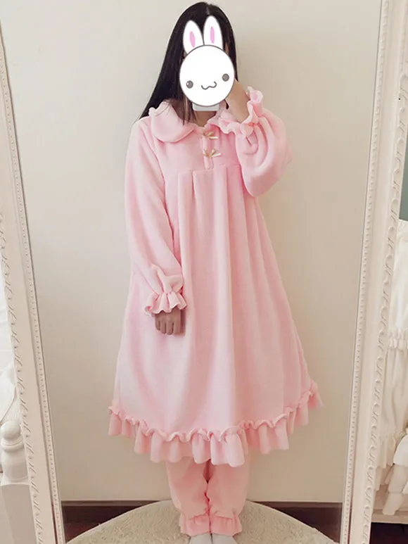 Gothic Lolita Outfits Light Brown Bows Ruffles Long Sleeves Pants Top