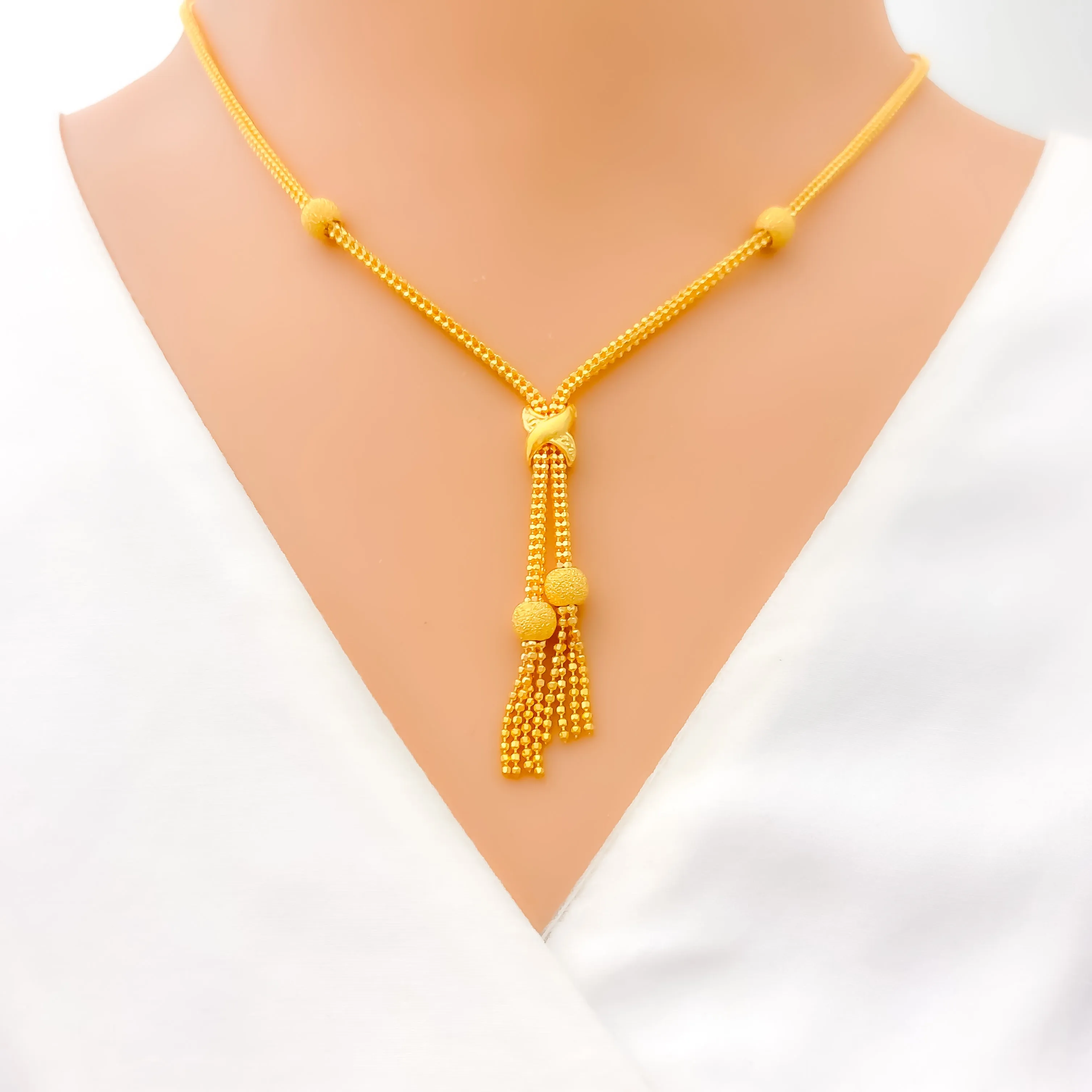 Grandiose Artistic 22K Gold Bow Necklace Set