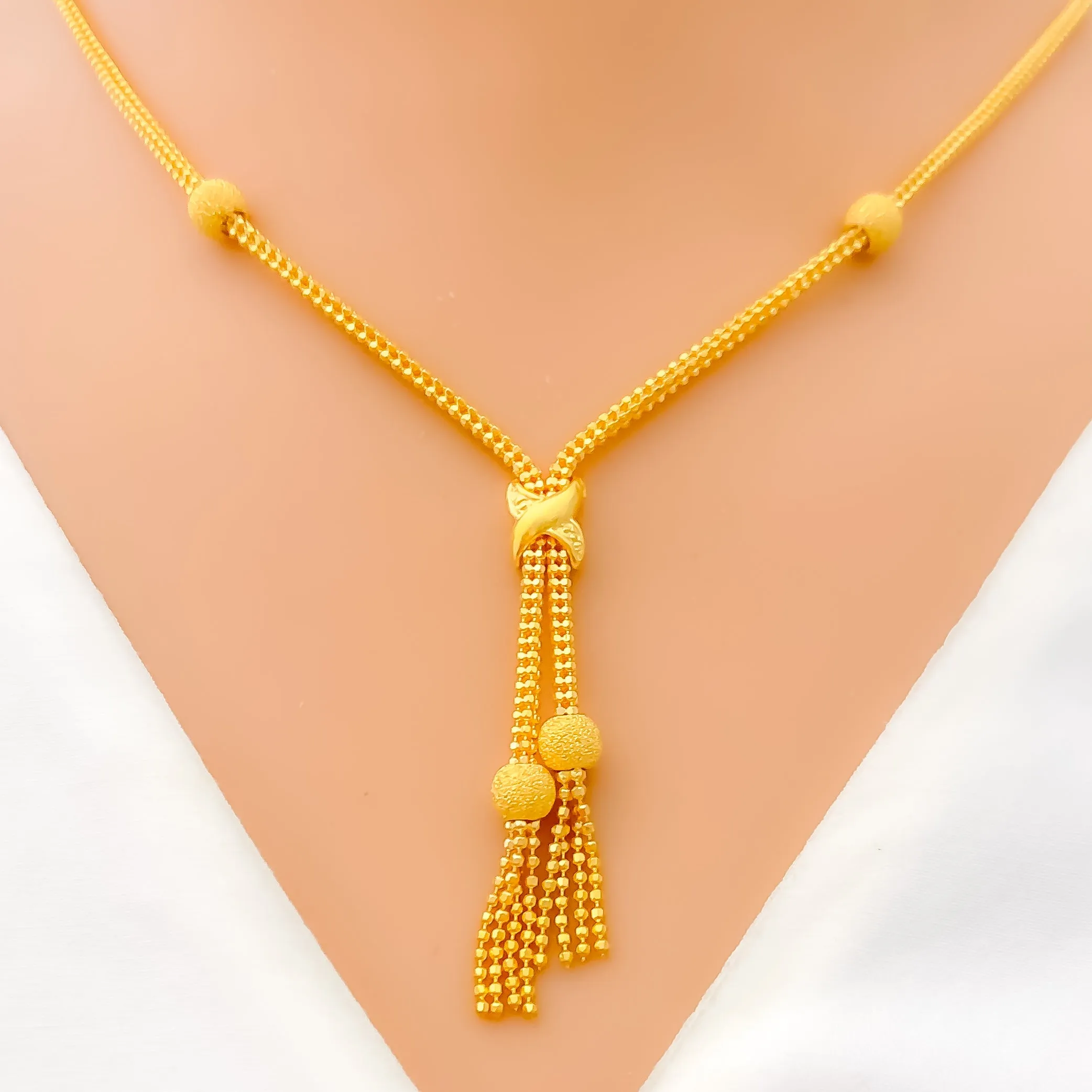 Grandiose Artistic 22K Gold Bow Necklace Set