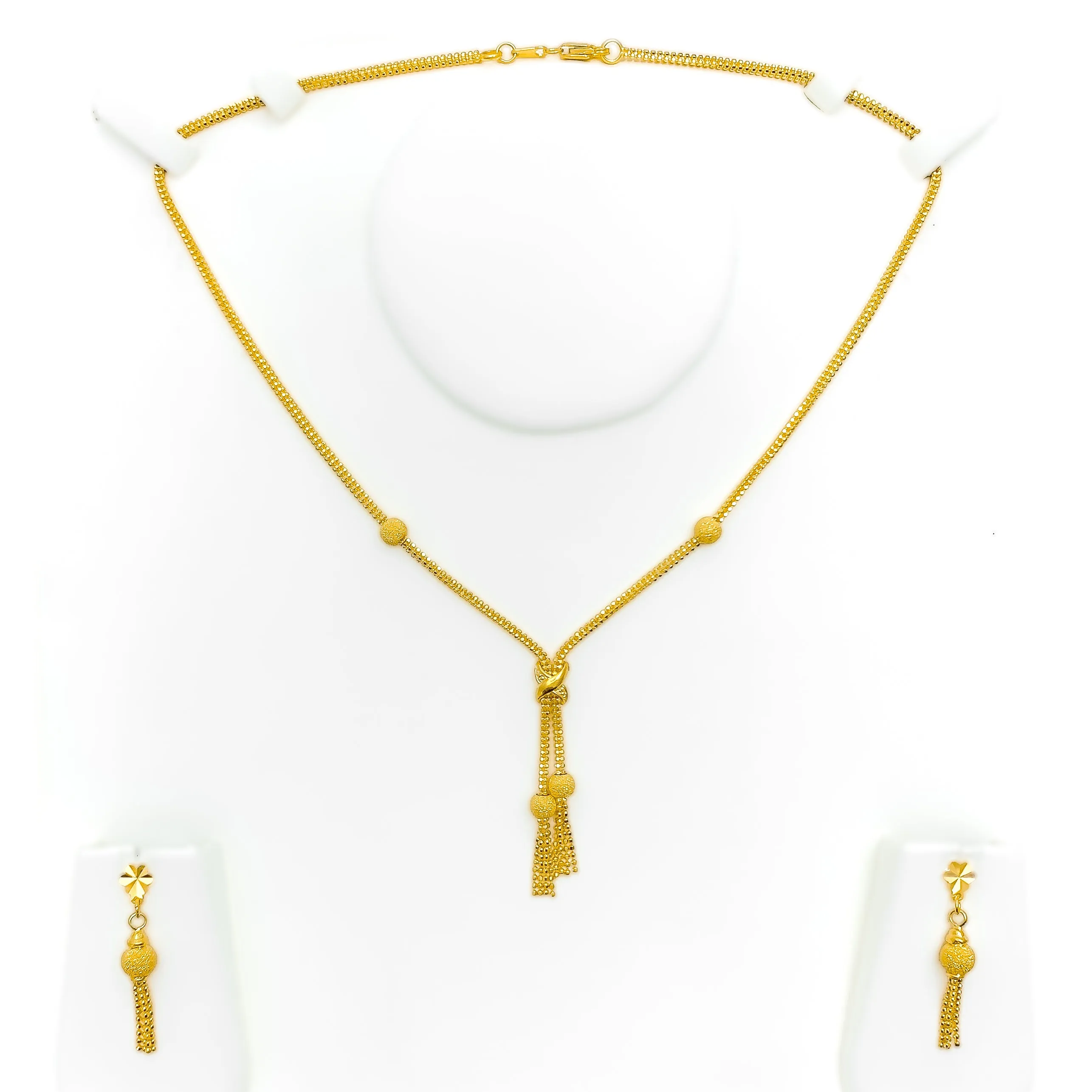 Grandiose Artistic 22K Gold Bow Necklace Set