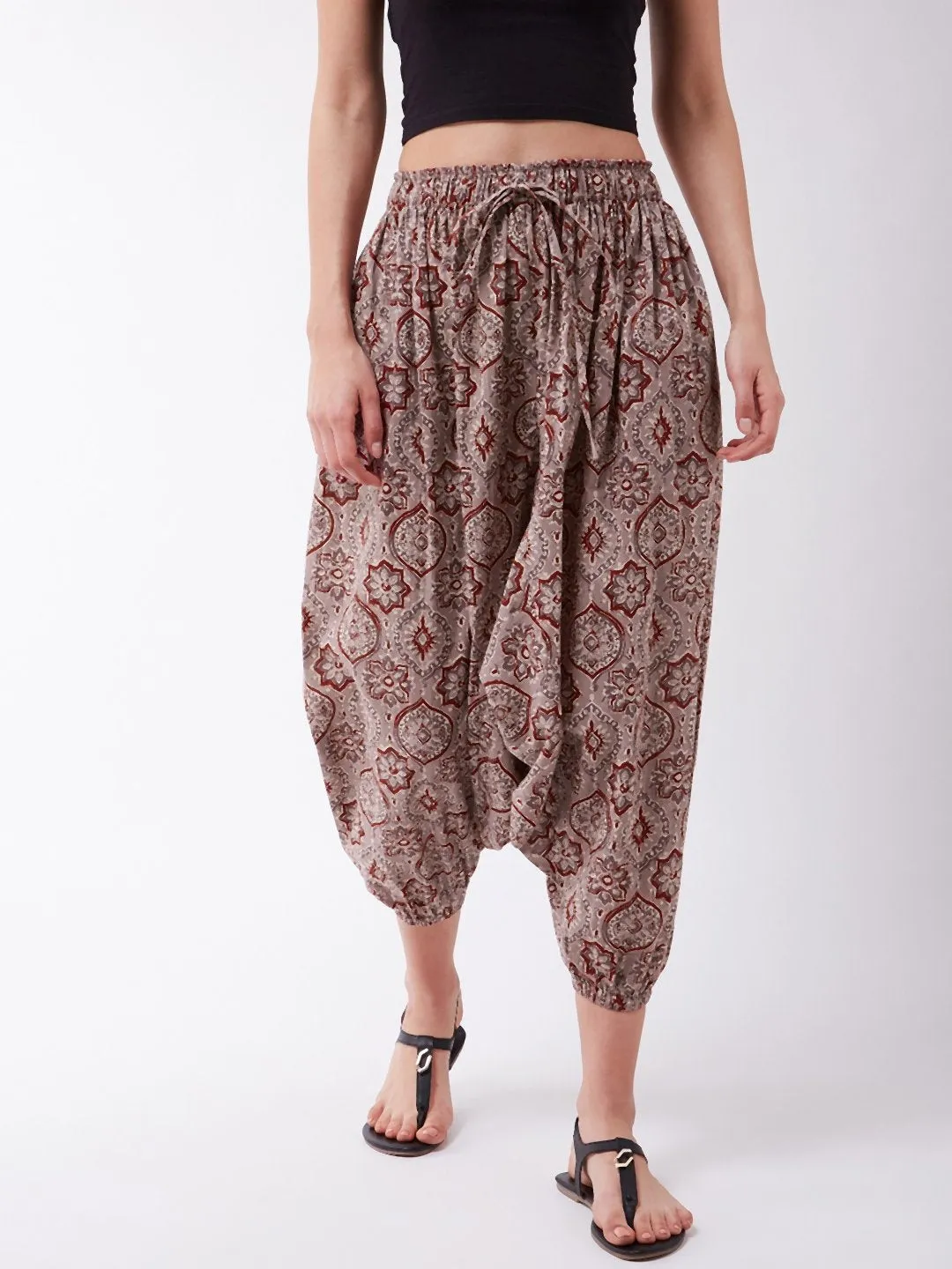 Grey And Maroon Harem Pants