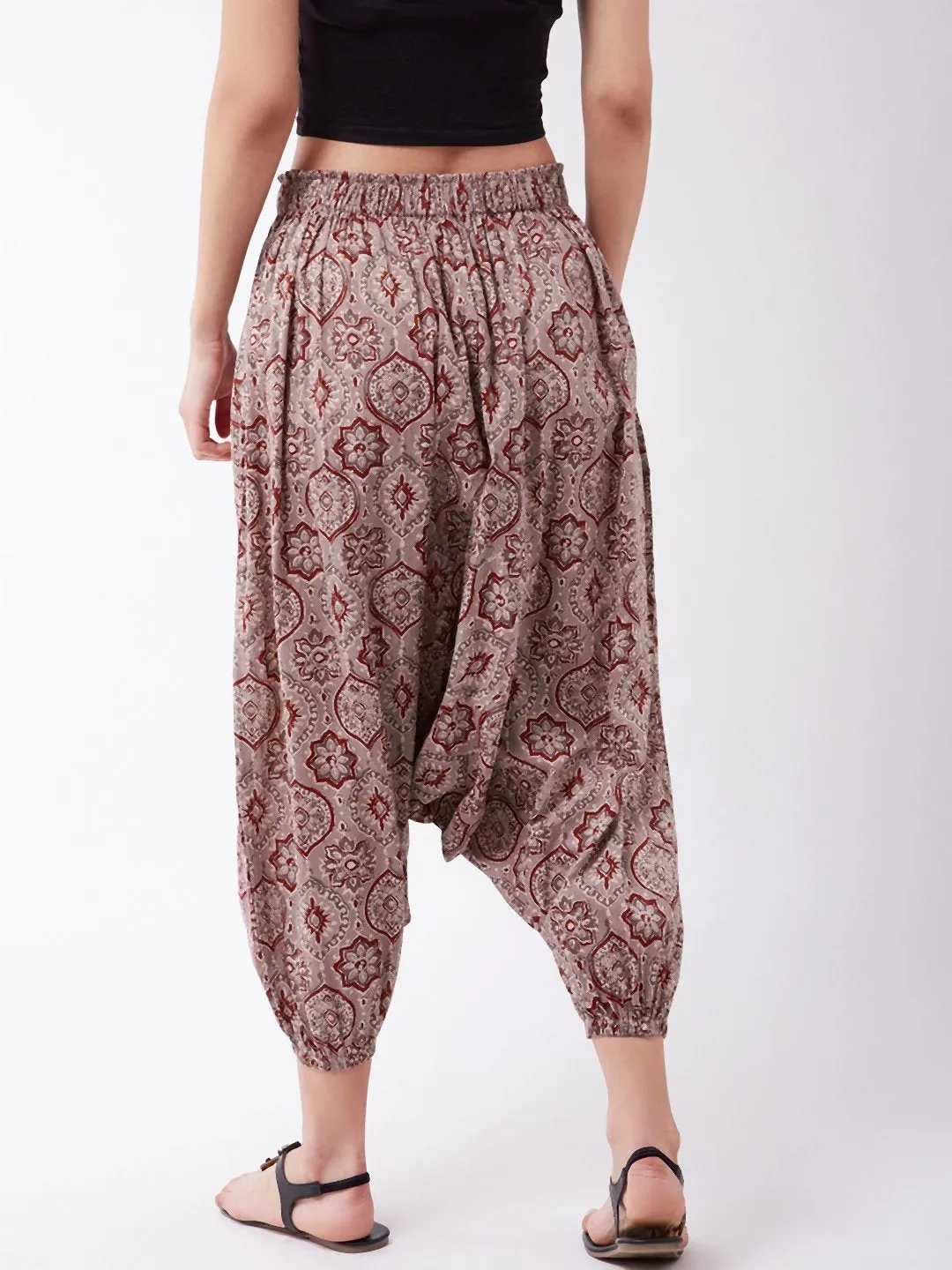 Grey And Maroon Harem Pants