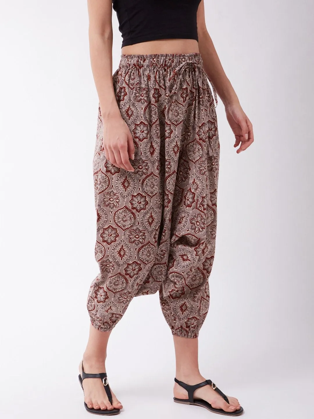Grey And Maroon Harem Pants