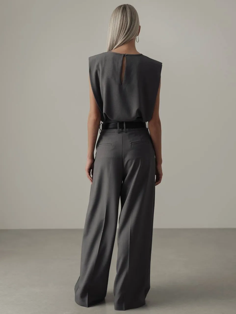 Grey Sleeveless Blouse