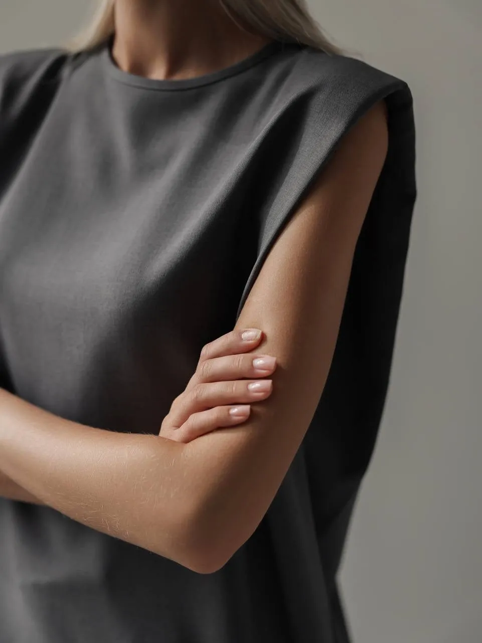 Grey Sleeveless Blouse